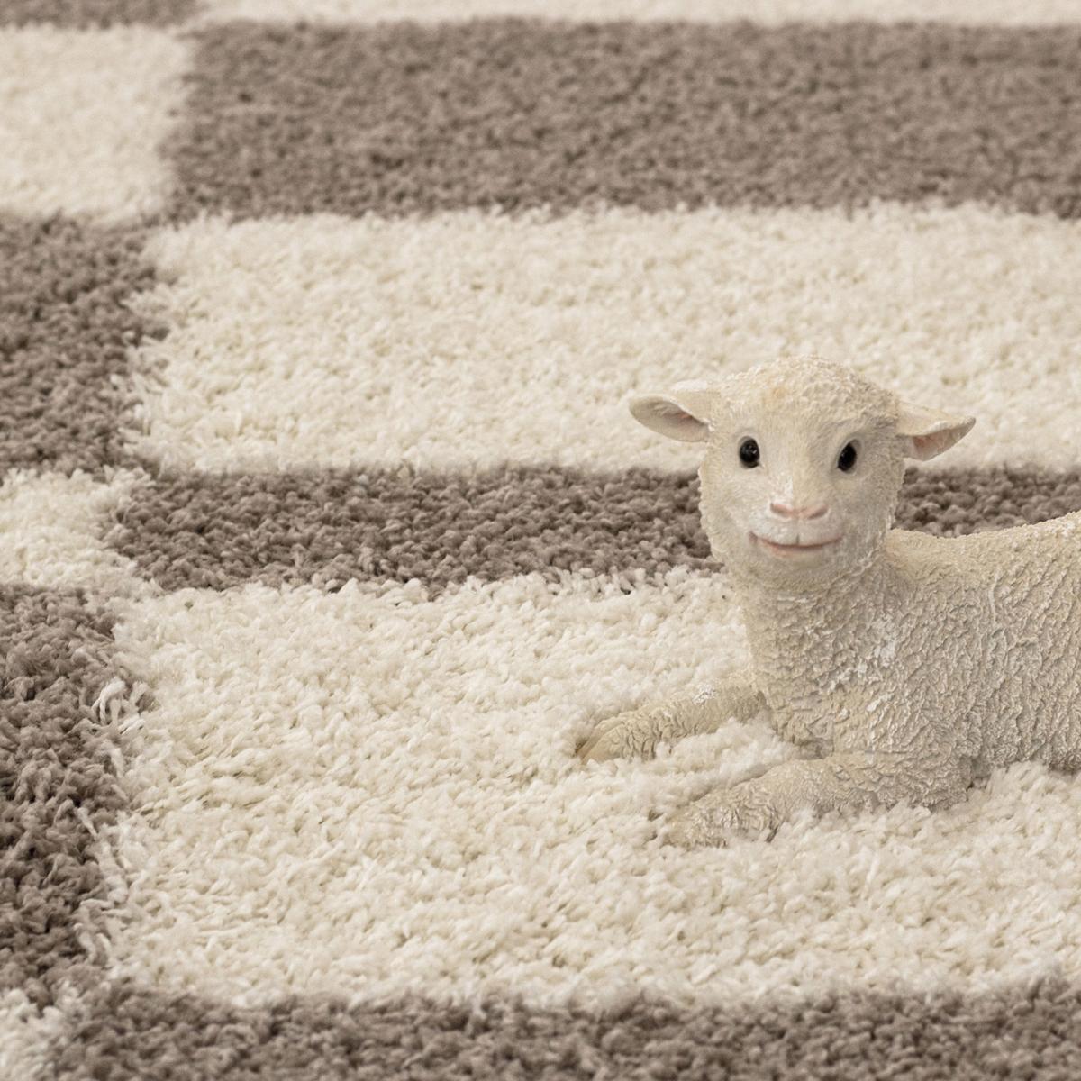 Tapis poils longs shaggy tissé motif géométrique RECTAN — vue 6