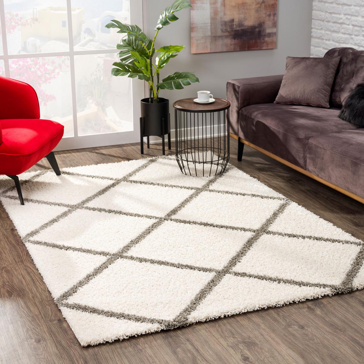 Tapis longs poils shaggy tissé motif scandinave SG MADRAG — vue 3