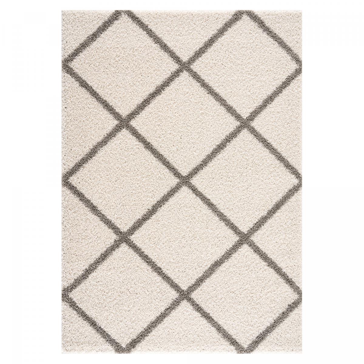 Tapis longs poils shaggy tissé motif scandinave SG MADRAG