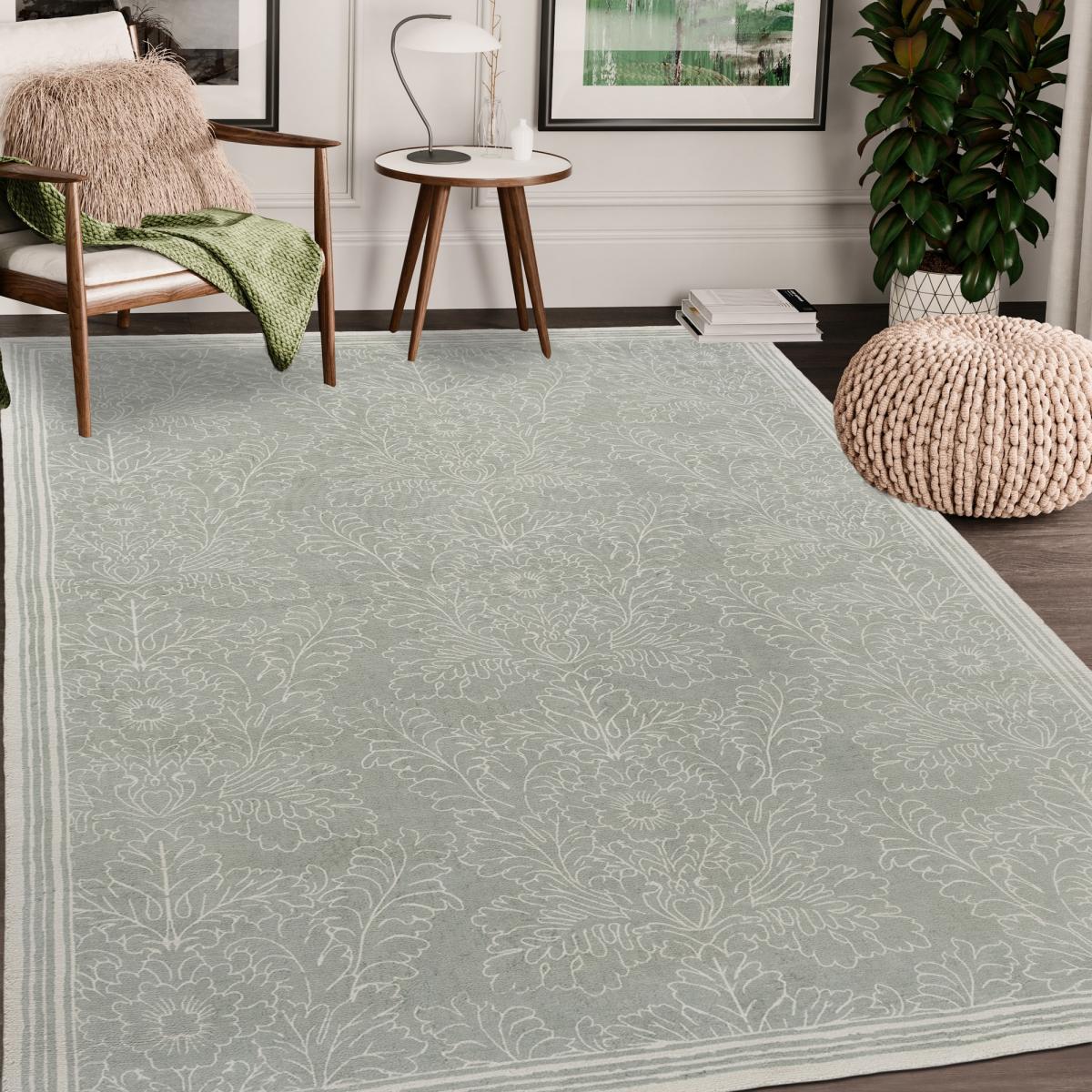 Tapis salon et chambre fait main en coton motif floral SILEST — vue 3