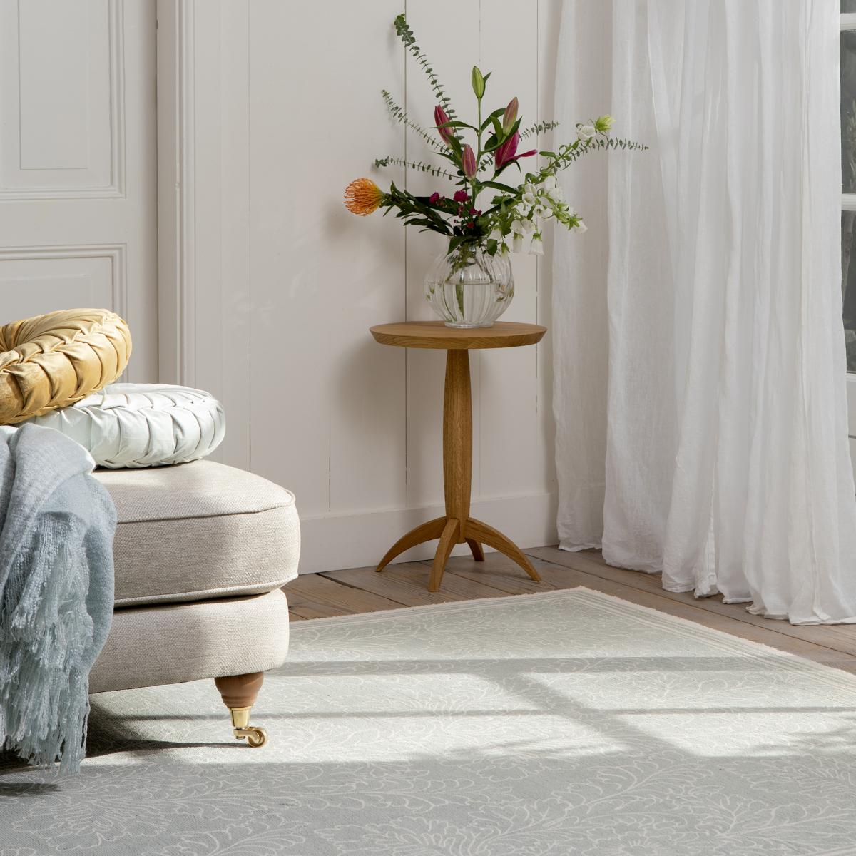 Tapis salon et chambre fait main en coton motif floral SILEST — vue 4