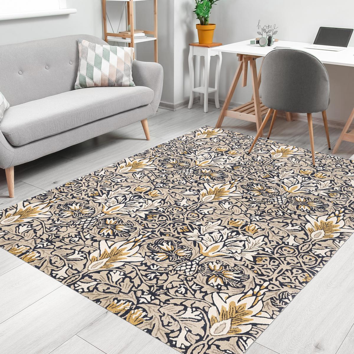 Tapis salon et chambre fait à la main en laine motif floral SNAKES — vue 3