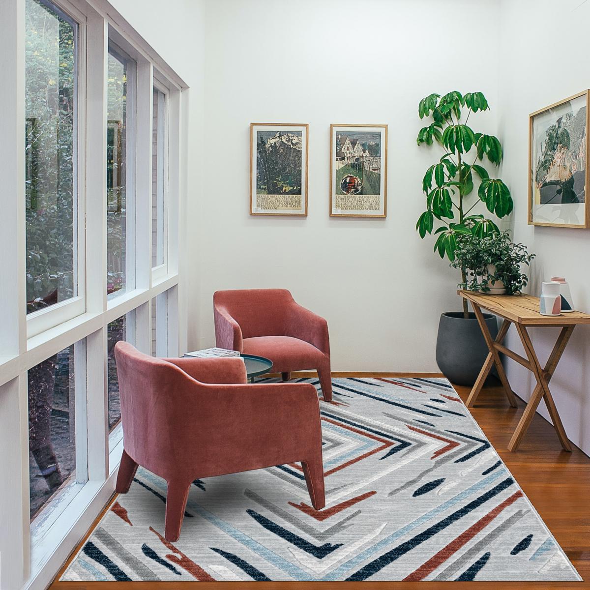 Tapis salon et chambre tissé motif géométrique SOLGA E — vue 6