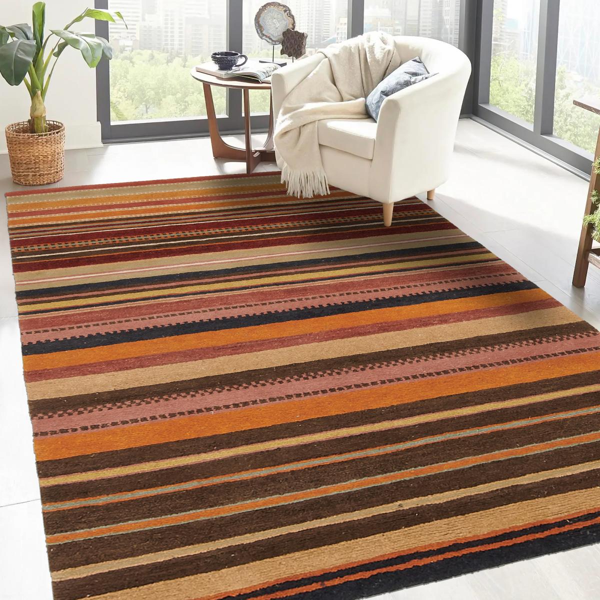 Tapis salon et chambre fait main en laine motif géométrique SPLENDIDA — vue 3