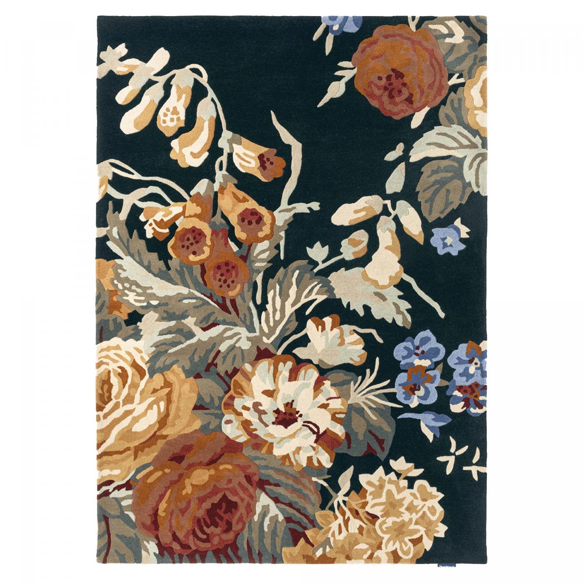 Tapis salon et chambre fait à la main en laine motif floral STAPTON