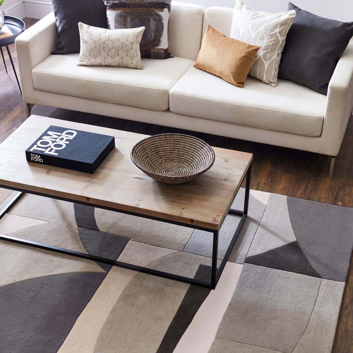 Tapis salon et chambre STONE, fait à la main motif géométrique — vue 3