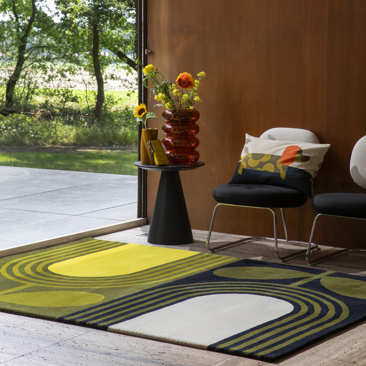 Tapis salon et chambre fait main en laine motif floral STULIP — vue 3