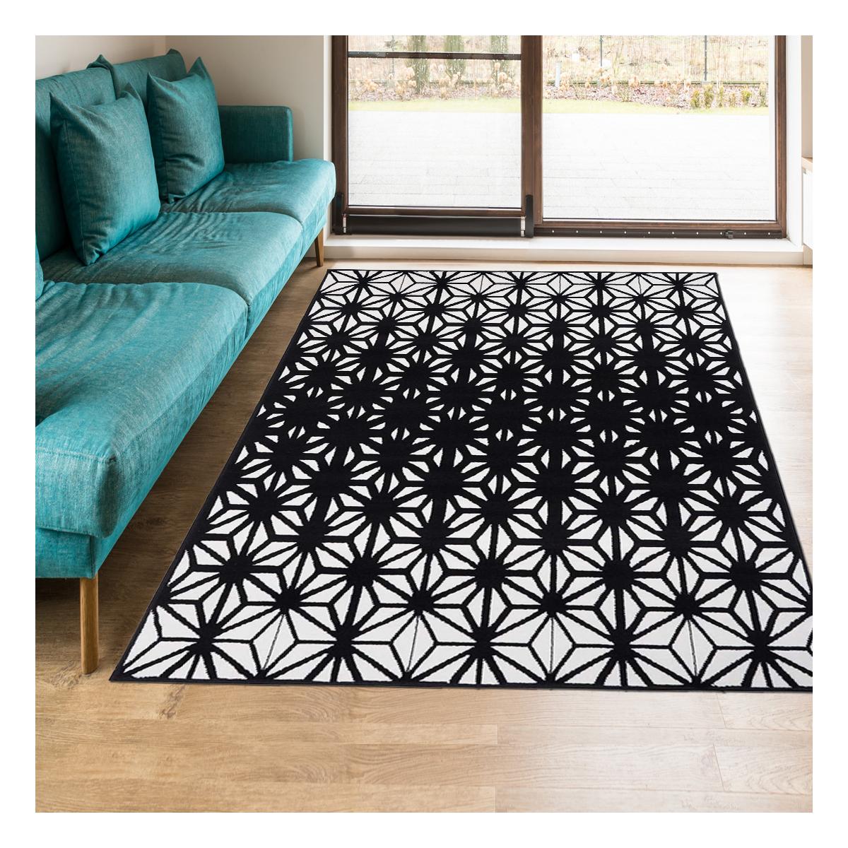 Tapis salon et chambre tissé motif géométrique LYN1 RECTO — vue 3