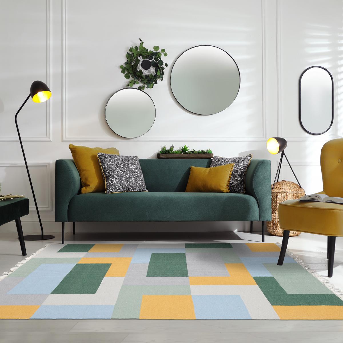 Tapis kilim TETRIS, fait main en laine motif géométrique — vue 6