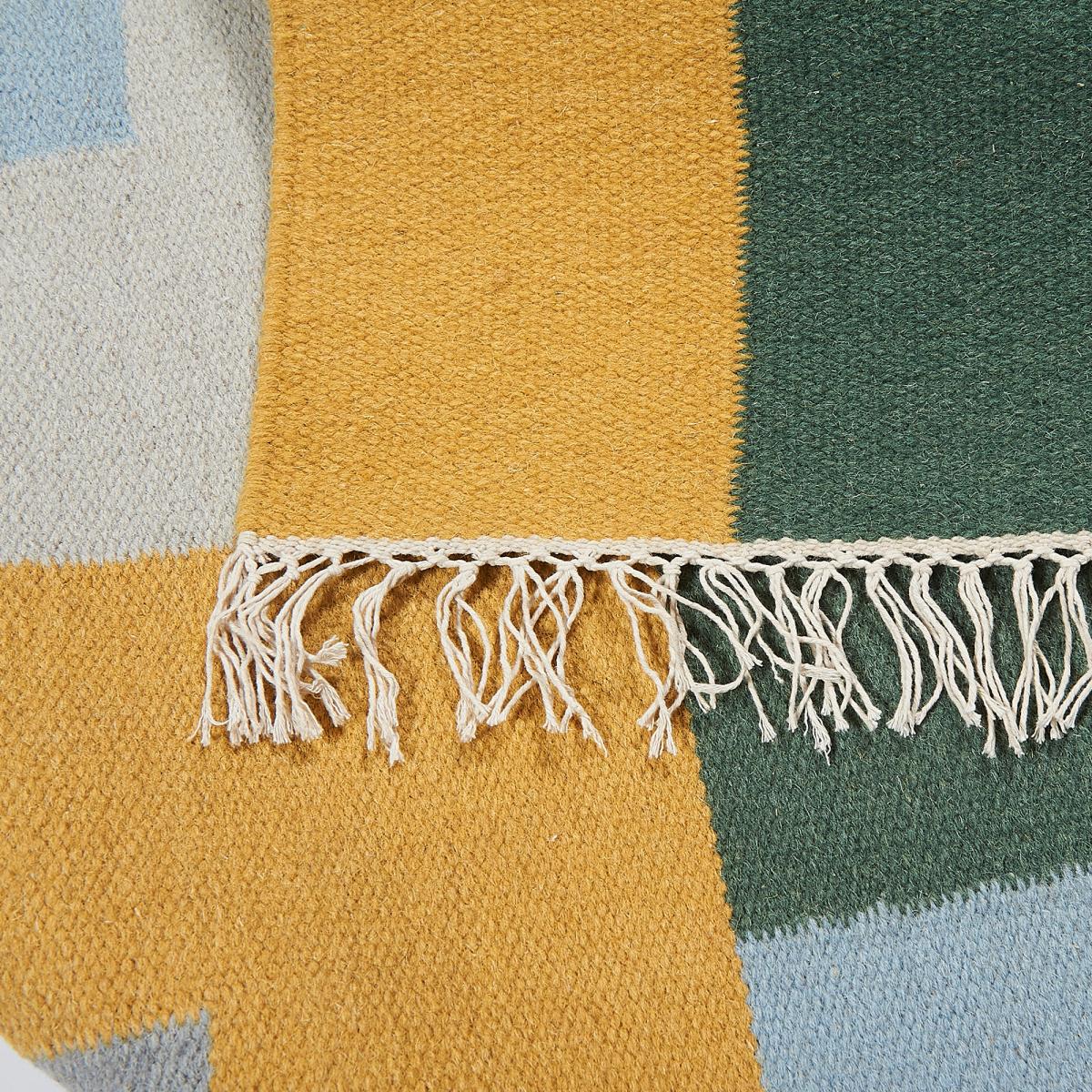 Tapis kilim TETRIS, fait main en laine motif géométrique — vue 4