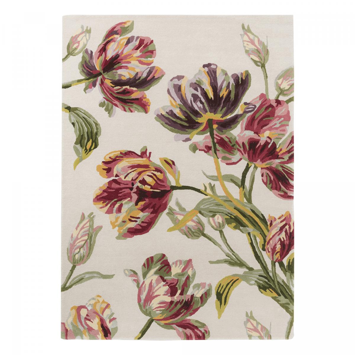Tapis salon et chambre fait main en laine motif floral GOSTFORD