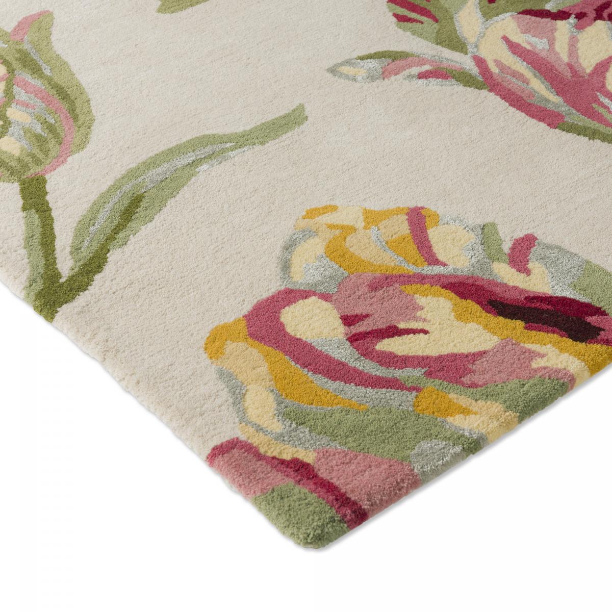 Tapis salon et chambre fait main en laine motif floral GOSTFORD — vue 5