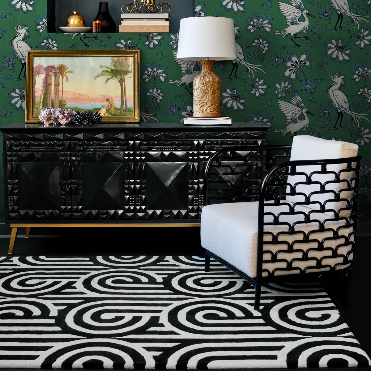 Tapis salon et chambre fait à la main en laine motif seventies — vue 3