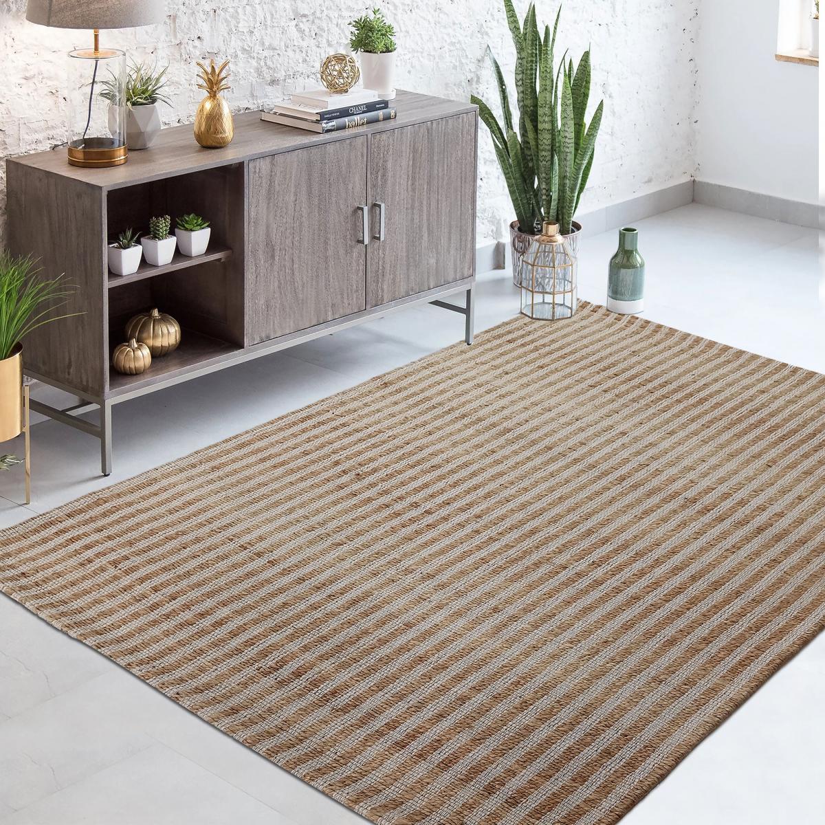 Tapis jute fait main motif faux uni VERTYJUTE — vue 3
