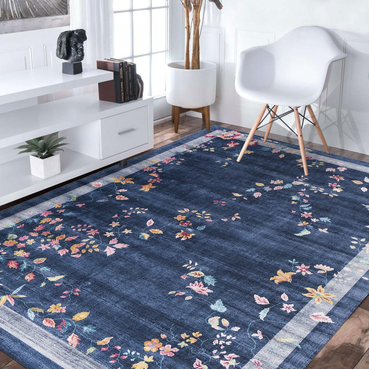 Tapis salon et chambre tissé motif floral VIVACE 8 — vue 3