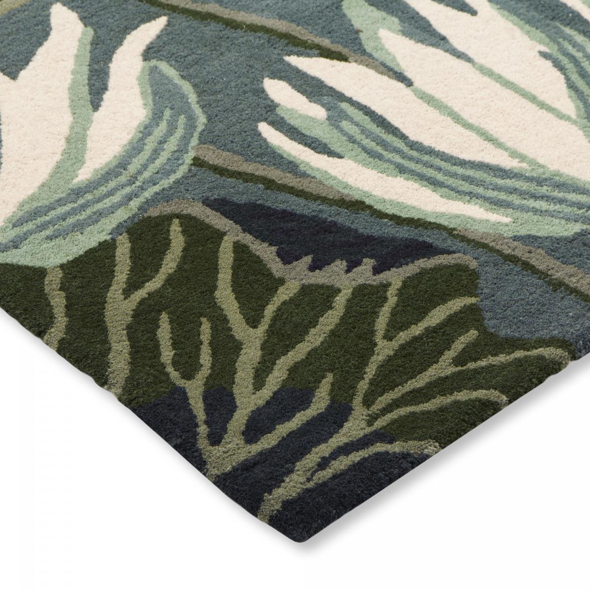 Tapis salon et chambre fait à la main en laine motif floral WATERLILY — vue 4