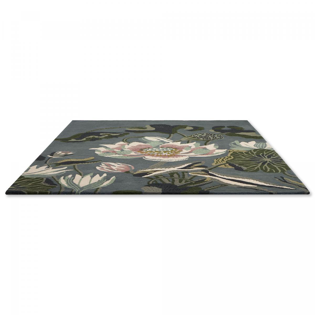 Tapis salon et chambre fait à la main en laine motif floral WATERLILY — vue 5