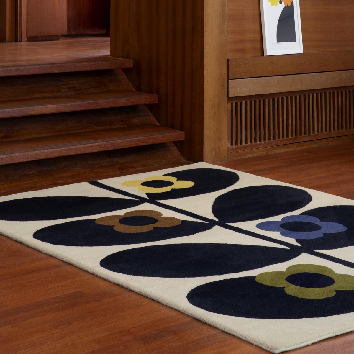 Tapis salon et chambre fait main en laine motif floral WIDROSE — vue 3