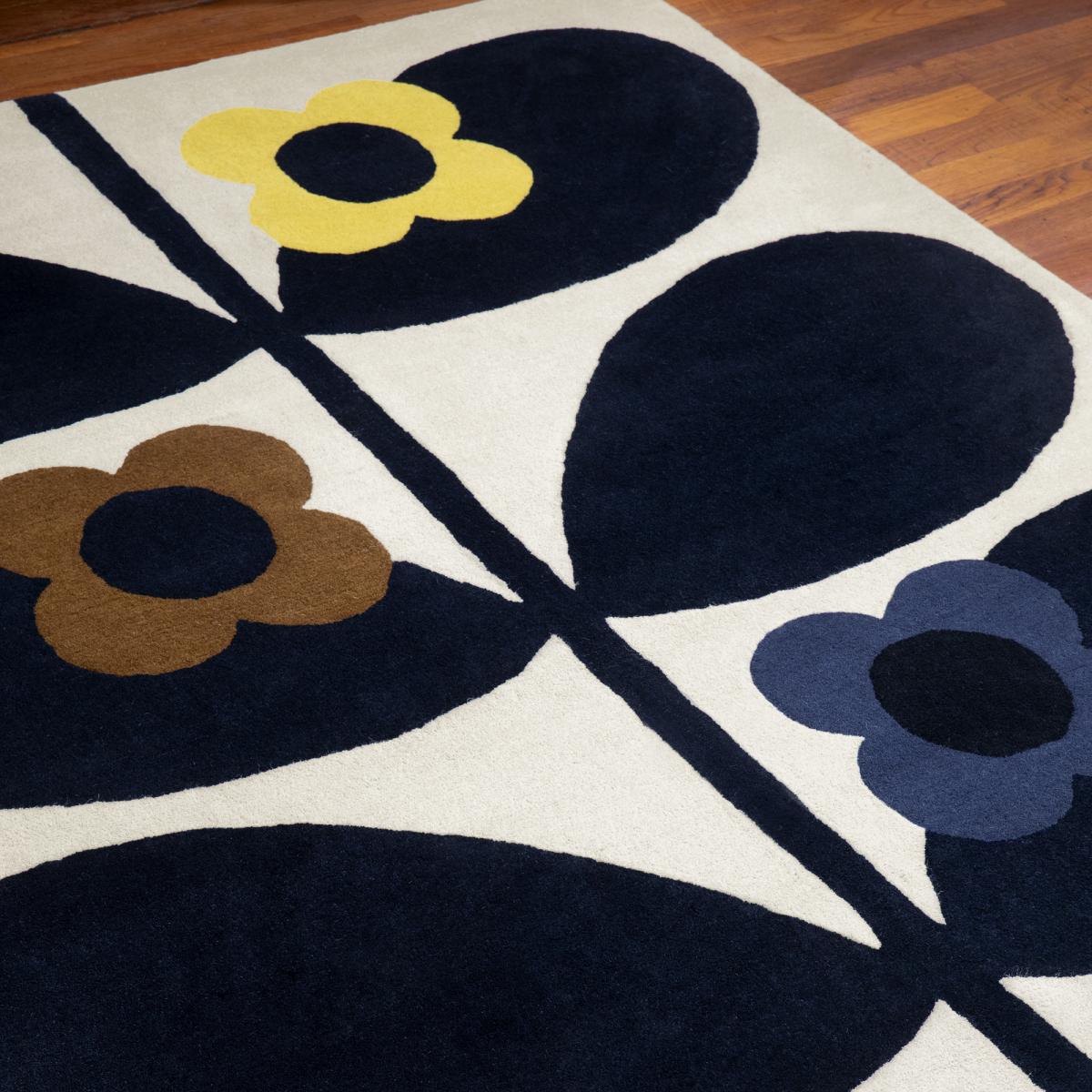 Tapis salon et chambre fait main en laine motif floral WIDROSE — vue 4