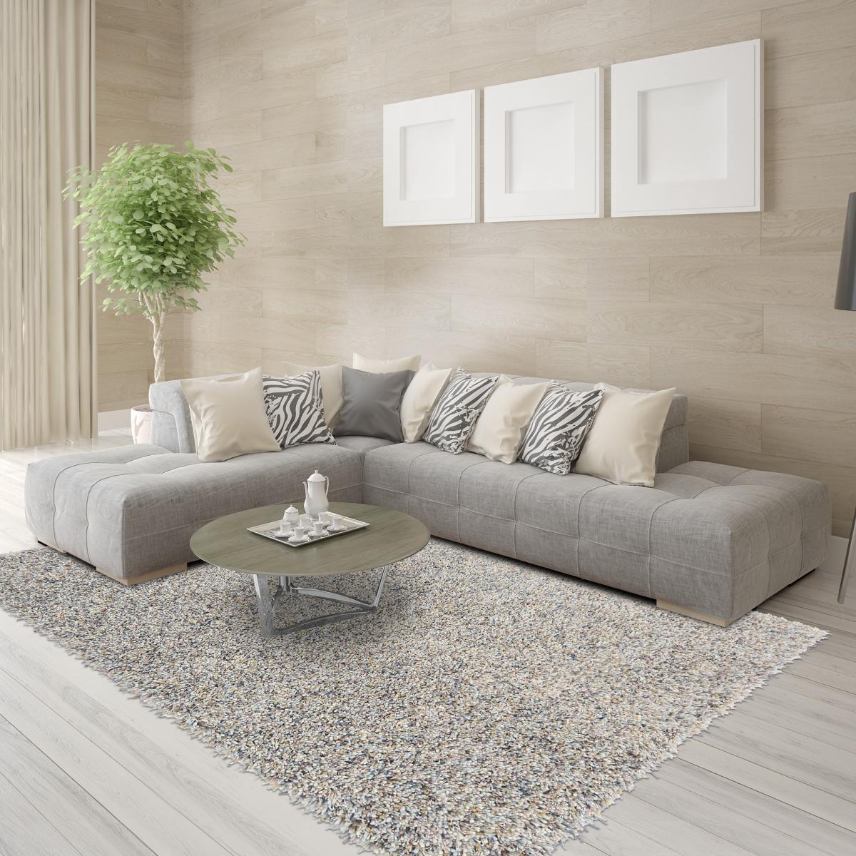 Tapis shaggy tufté en laine motif faux uni YOUNG — vue 3