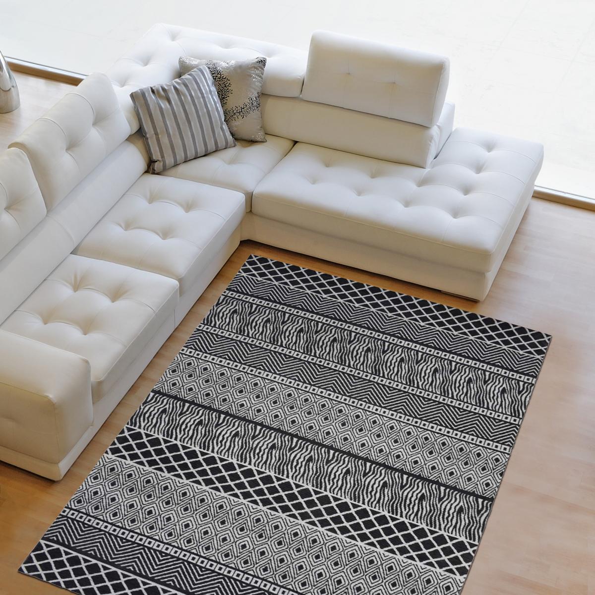 Tapis salon et chambre fait à la main motif ethnique ZIGZOU — vue 3