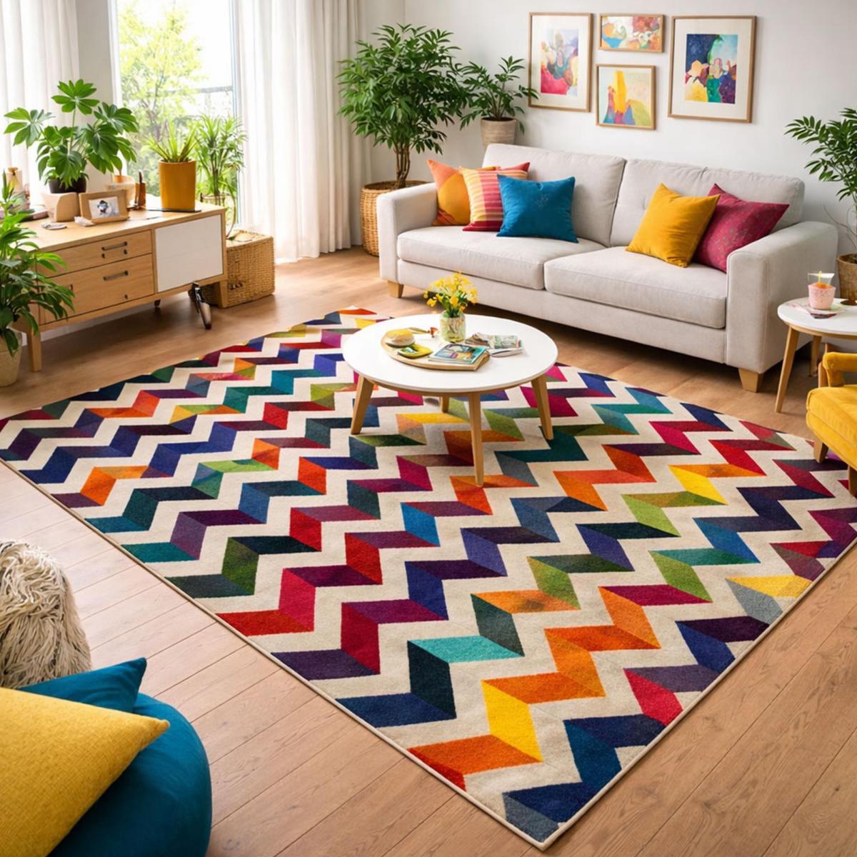 Tapis salon et chambre tissé motif géométrique LYN6 CHEVRON — vue 3