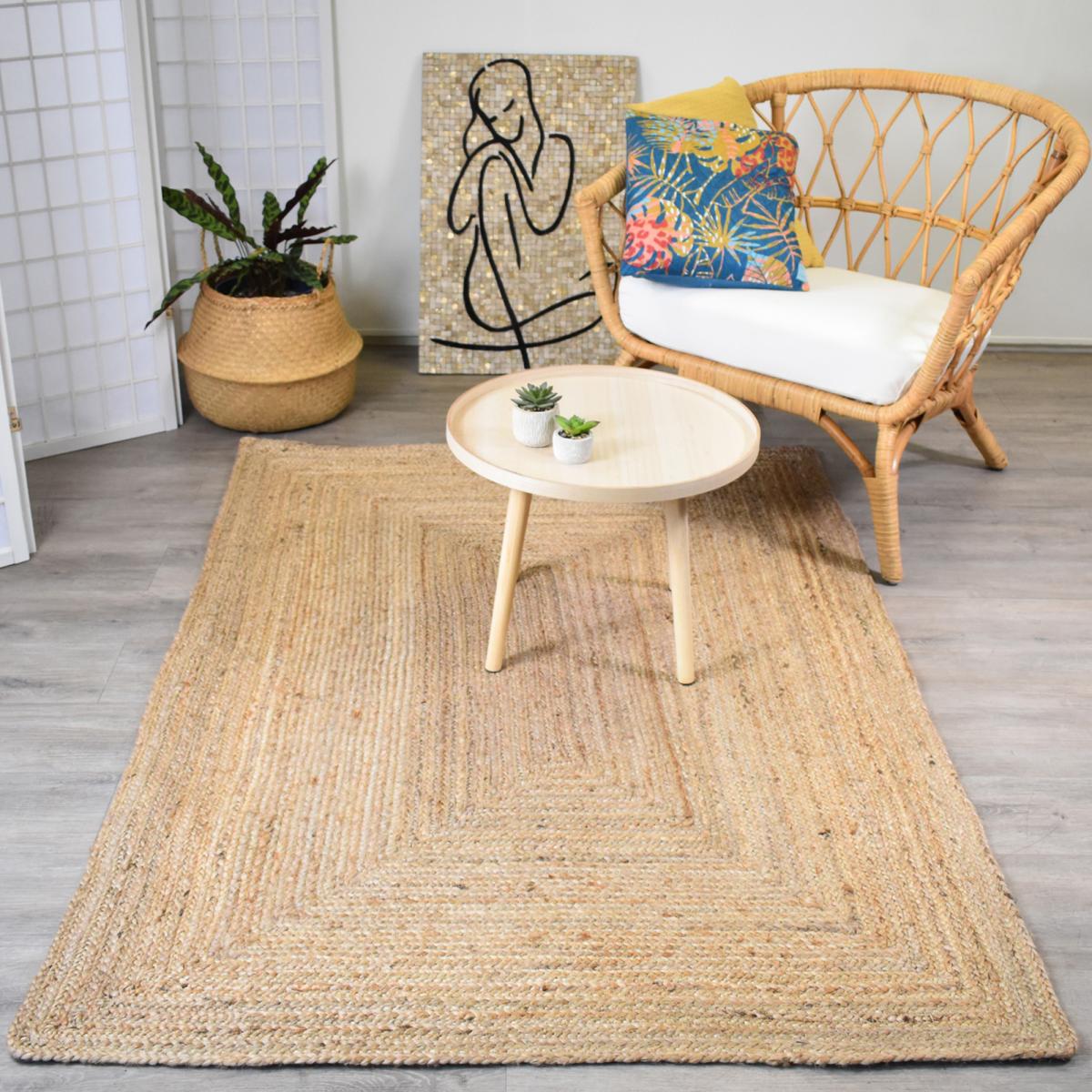 Tapis en jute fait à la main motif uni NATURE — vue 3