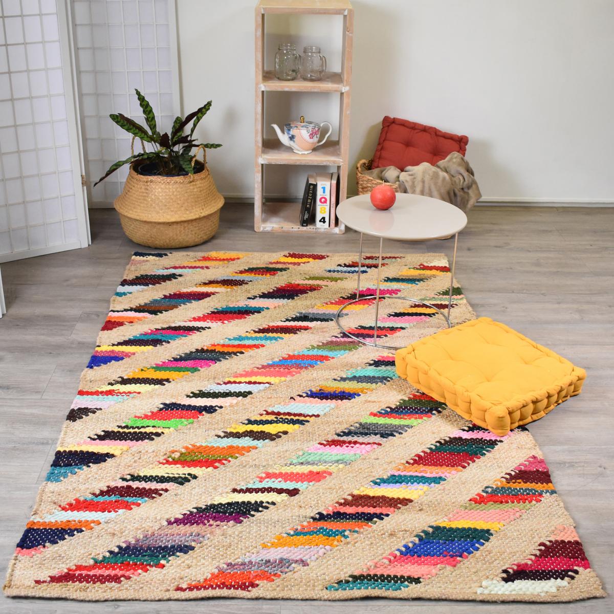Tapis en jute fait à la main motif géométrique RAINBOWA — vue 3