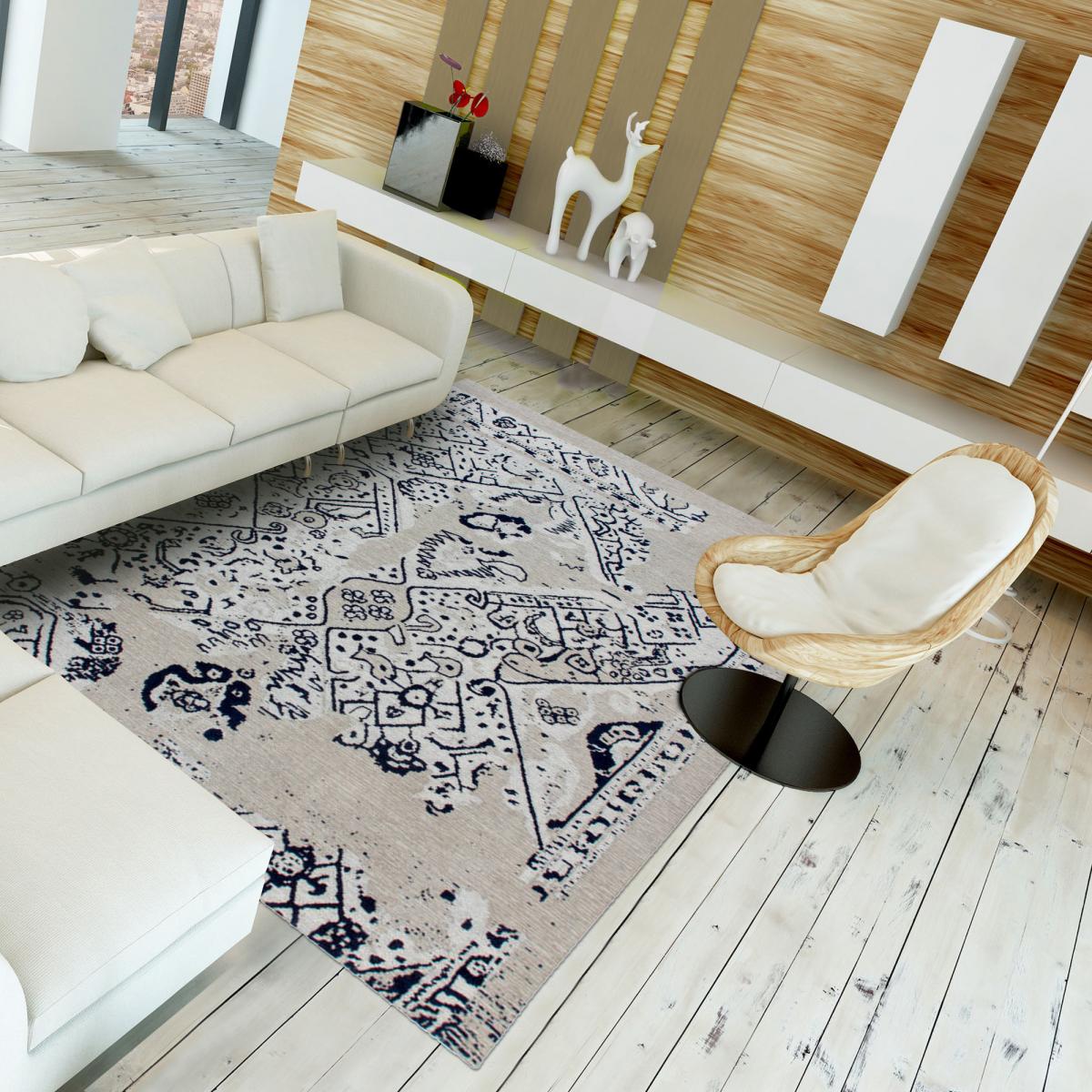 Tapis kilim fait à la main en coton motif géométrique — vue 3