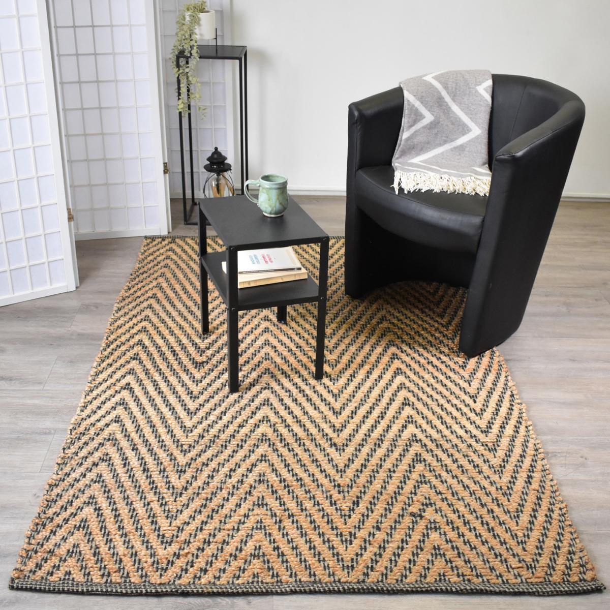 Tapis en jute fait à la main motif simple JUVRON — vue 3