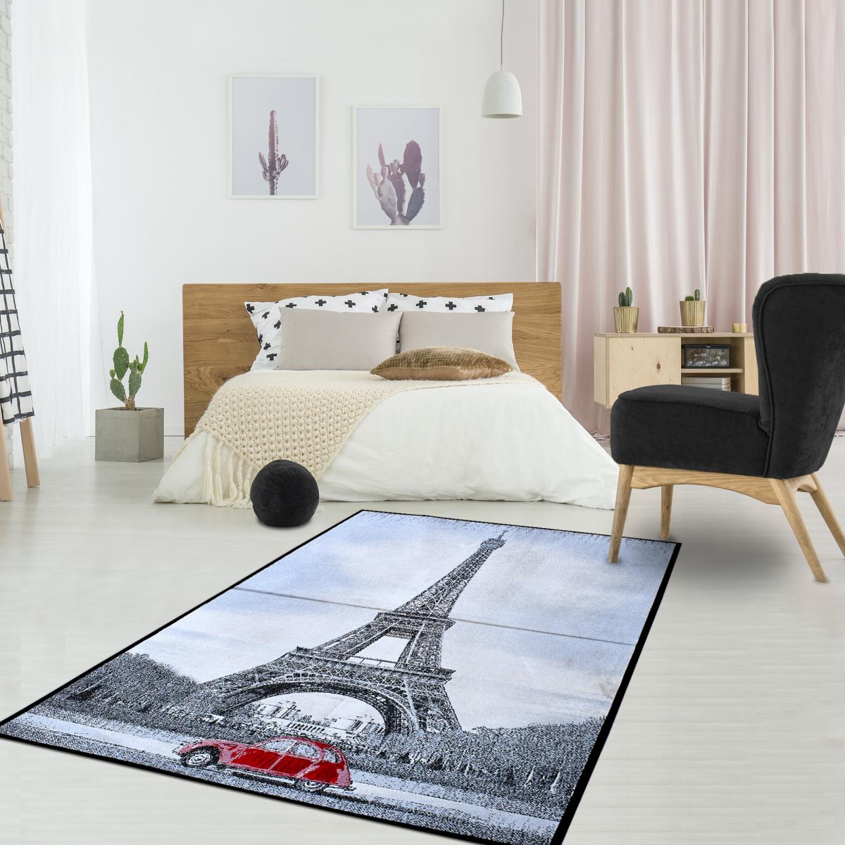 Tapis salon et chambre tissé motif fresque PARIS — vue 5