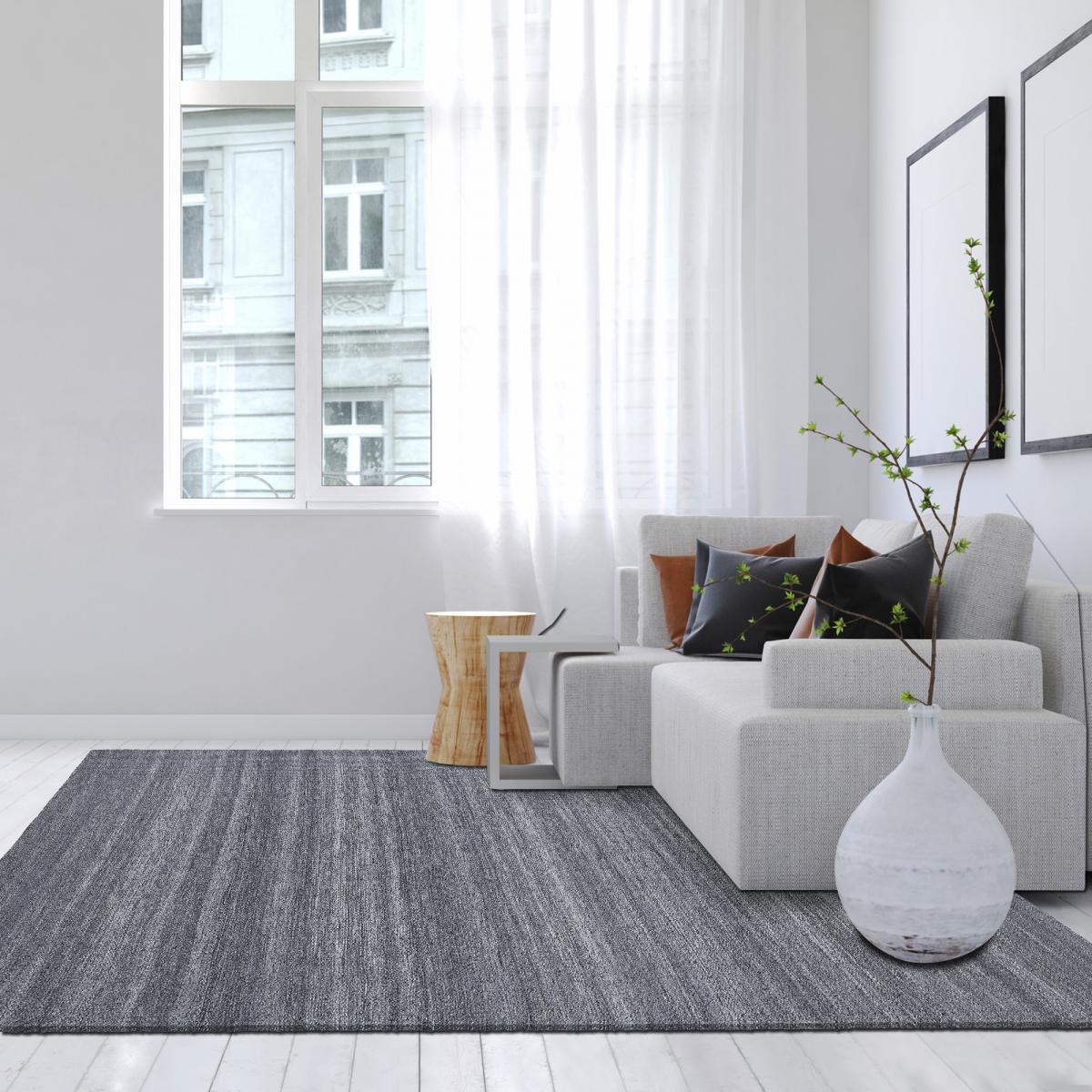 Tapis kilim tissé motif faux uni LOFODI — vue 3