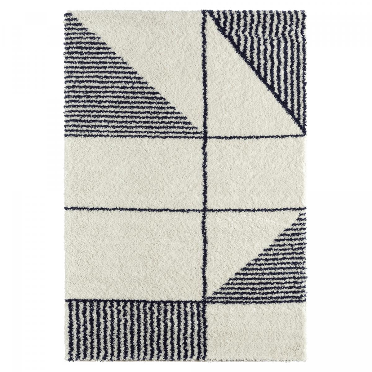 Tapis longs poils shaggy tissé motif géométrique LIKAHO