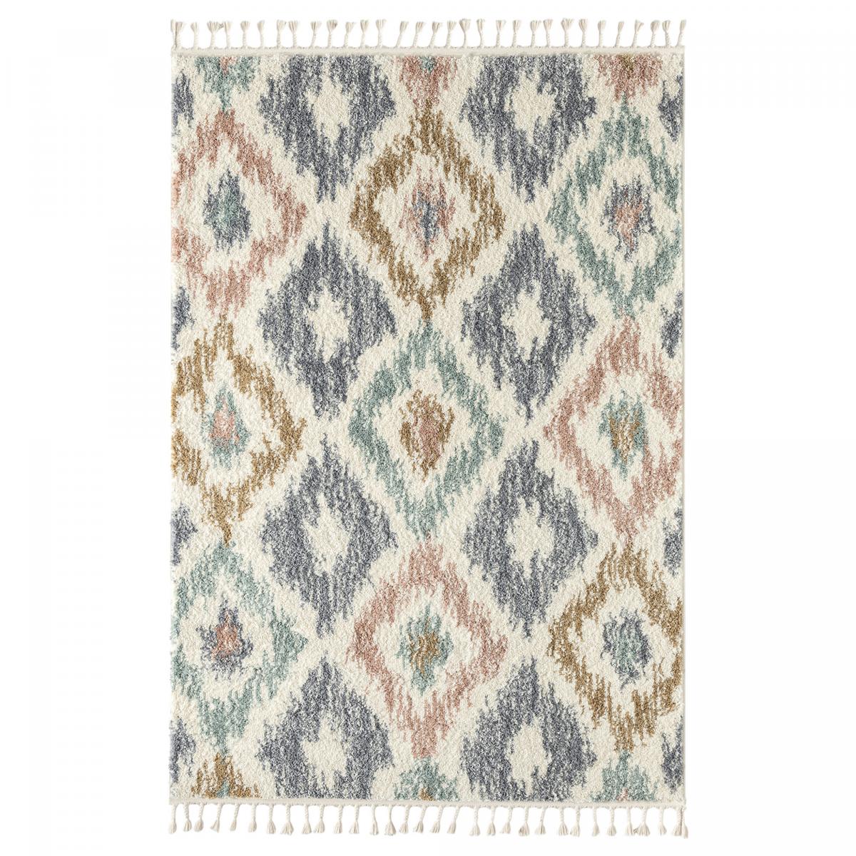 Tapis salon et chambre tissé motif géométrique PASTEL A