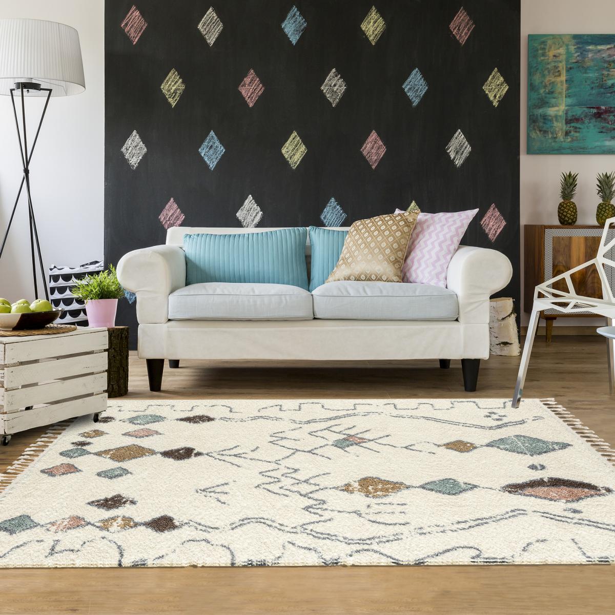 Tapis berbère tissé motif saharien PASTEL B — vue 3