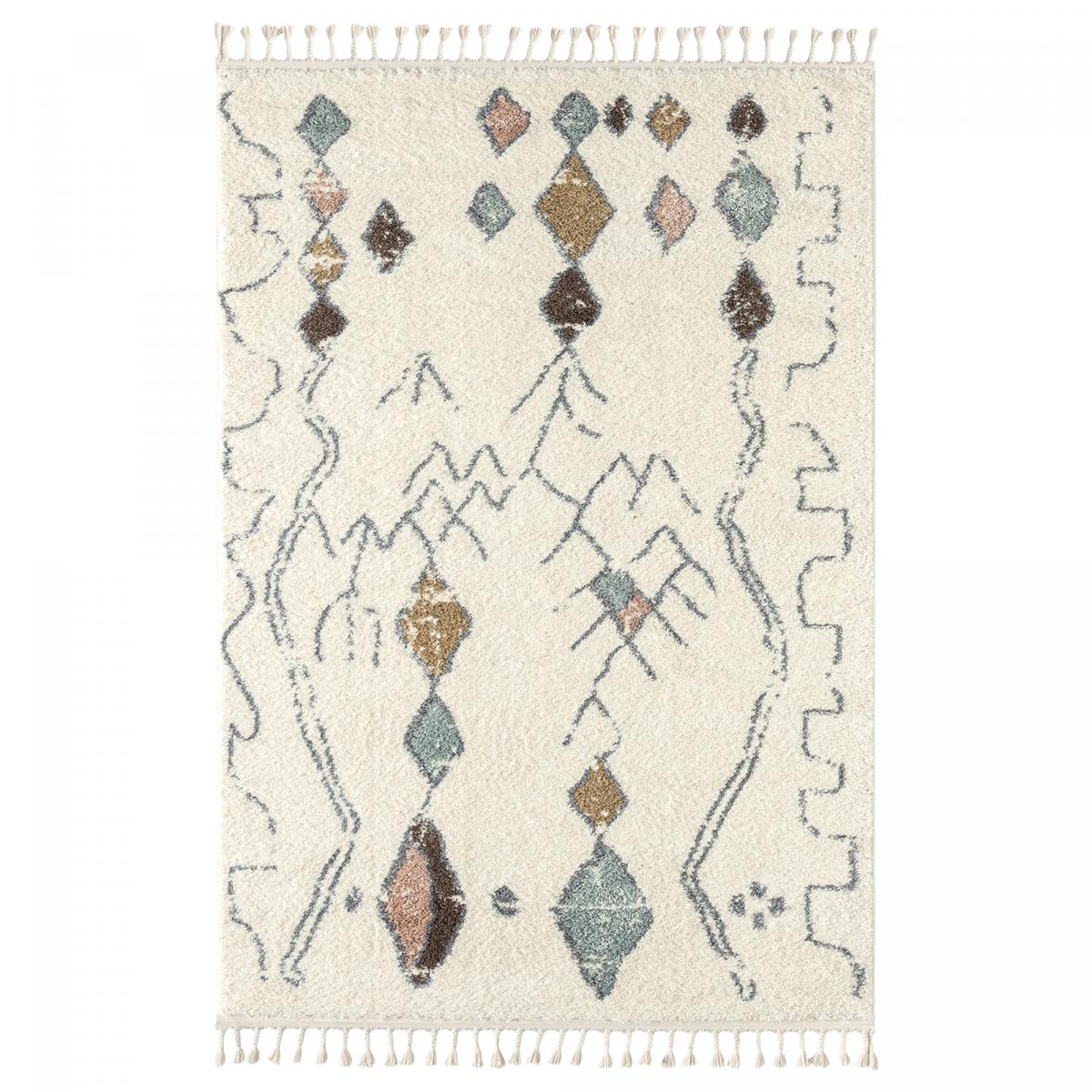 Tapis berbère tissé motif saharien PASTEL B