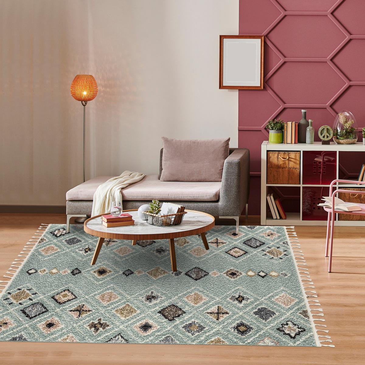 Tapis berbère tissé motif saharien PASTEL E — vue 3