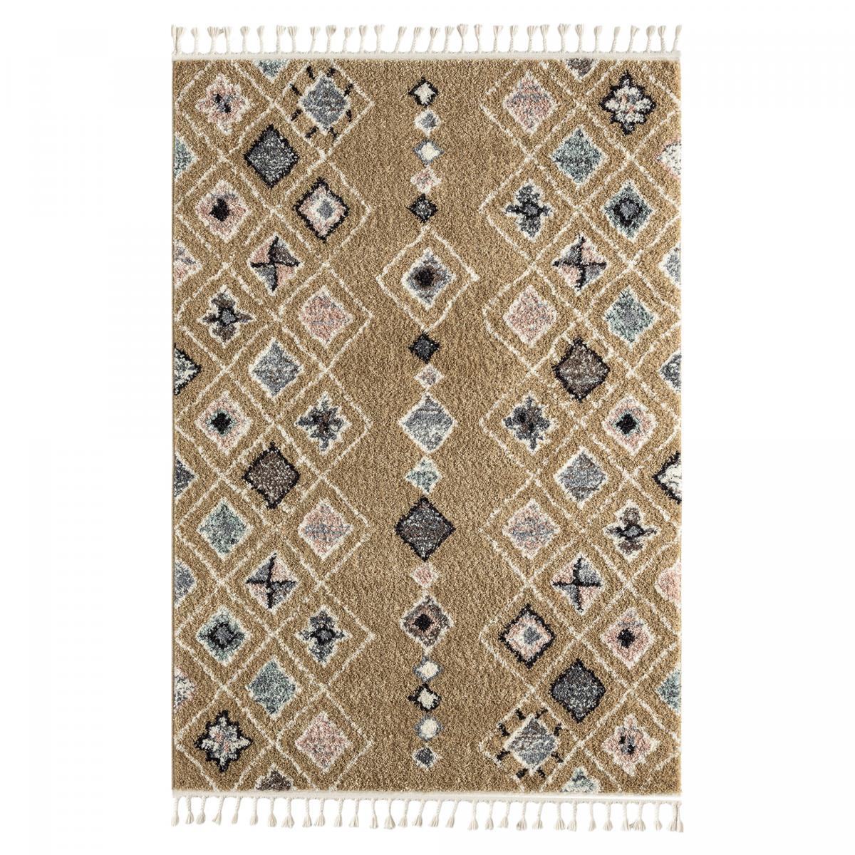 Tapis berbère tissé motif saharien PASTEL E