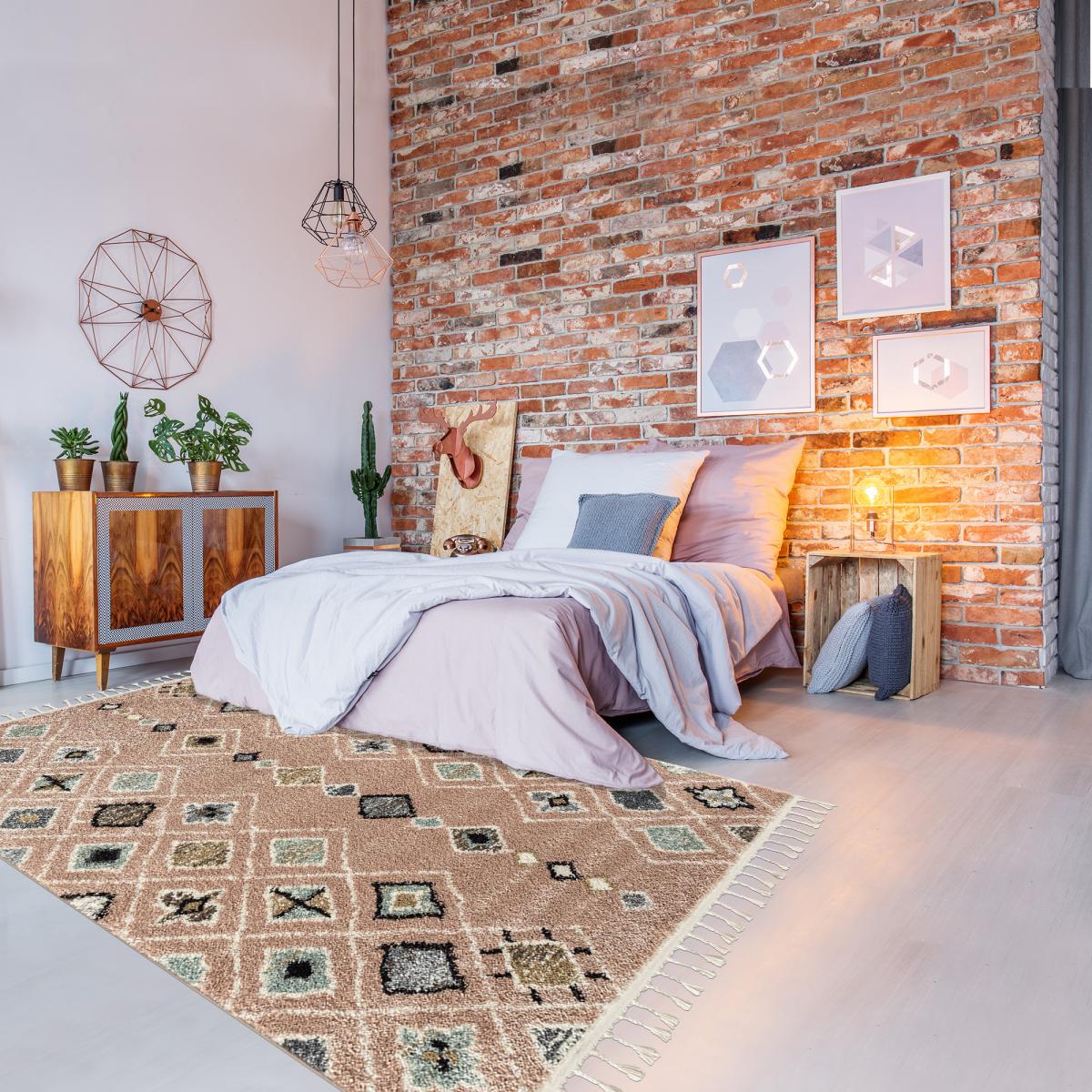 Tapis berbère tissé motif saharien PASTEL E — vue 3