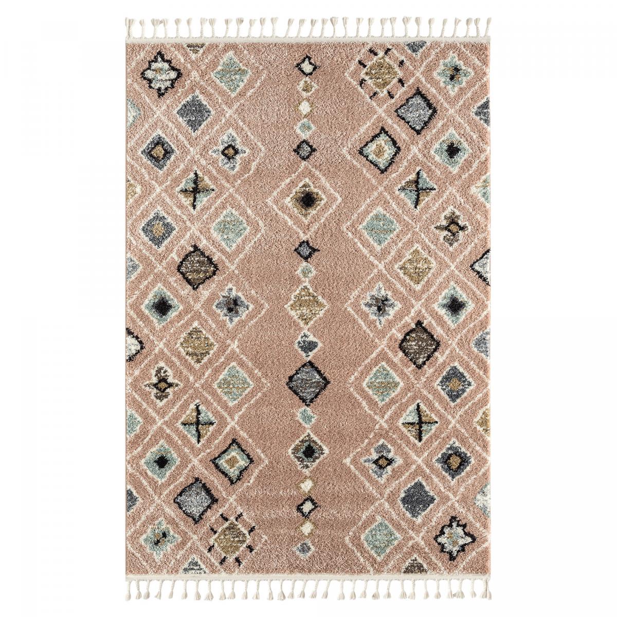 Tapis berbère tissé motif saharien PASTEL E