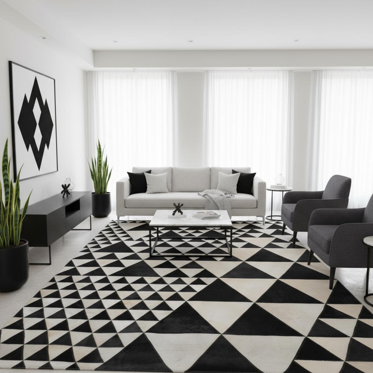 Tapis en peau de vache kilm TRIBLACK, fait à la main — vue 3