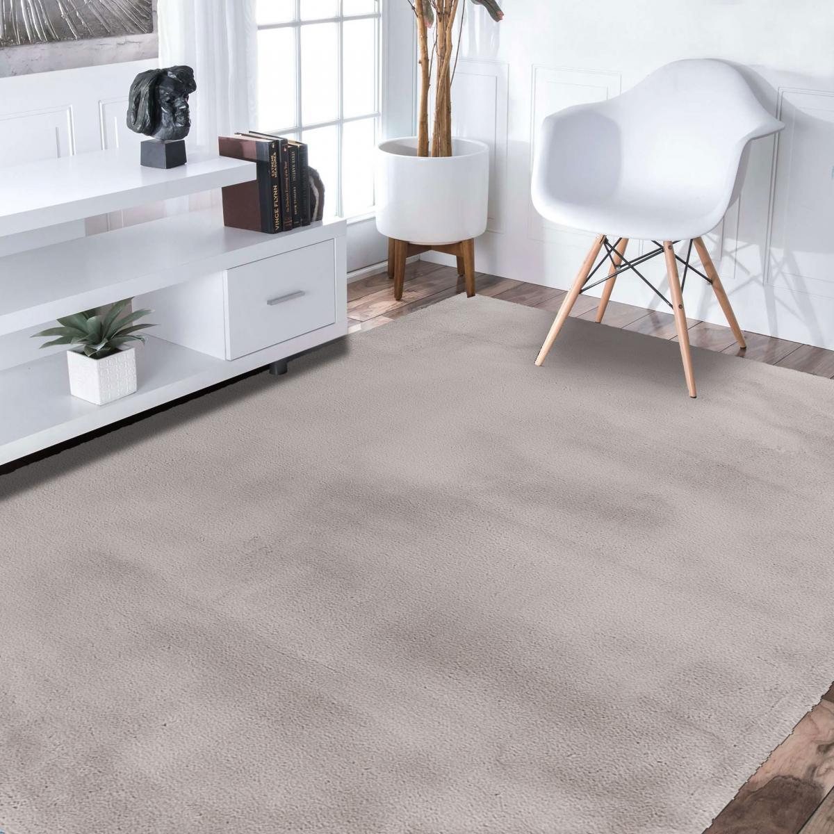 Tapis longs poils shaggy tufté motif uni CAREI — vue 3