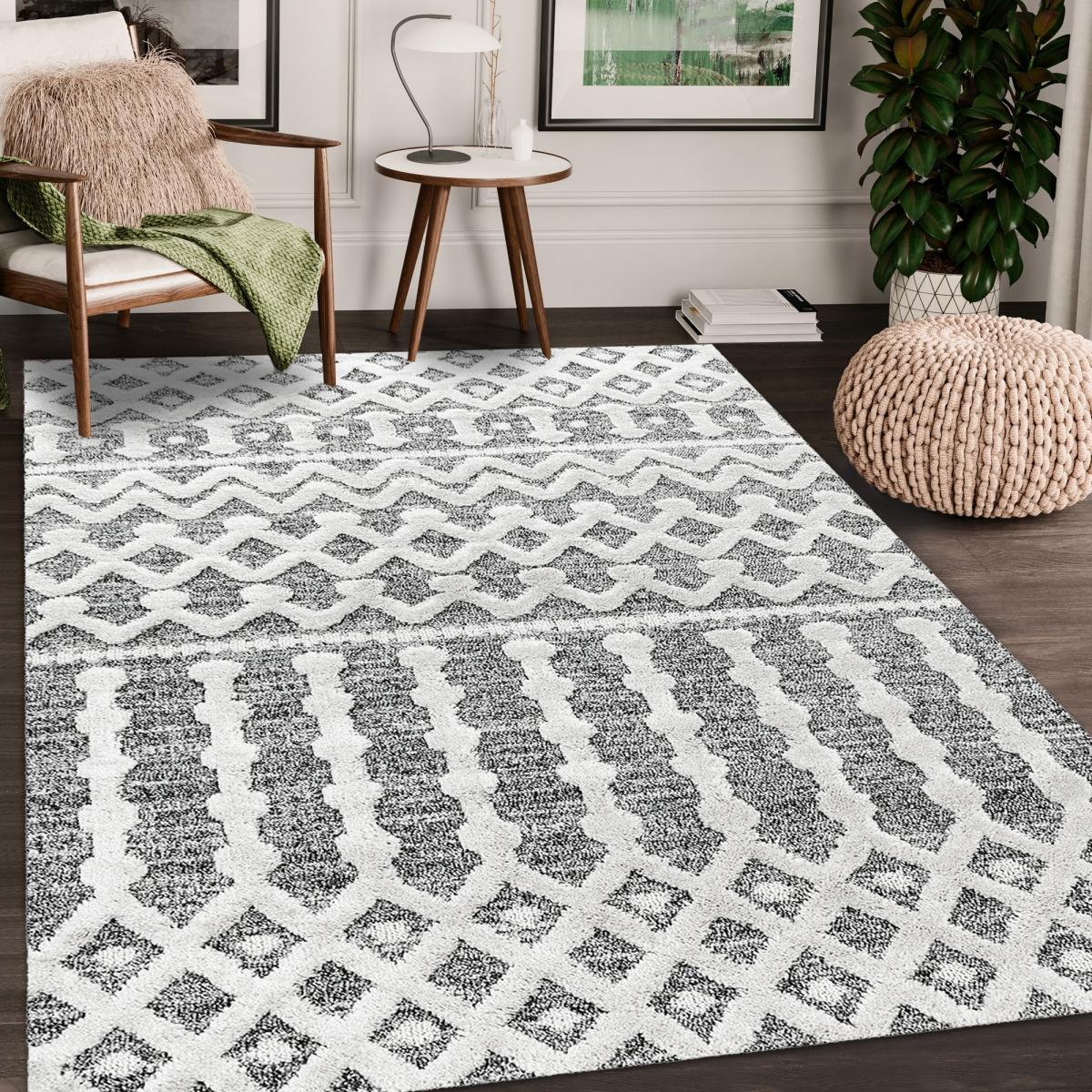 Tapis salon et chambre tissé motif scandinave PISTIOU — vue 3