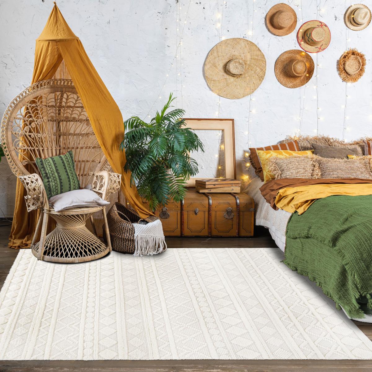 Tapis salon et chambre tissé en laine motif scandinave TINCA — vue 3