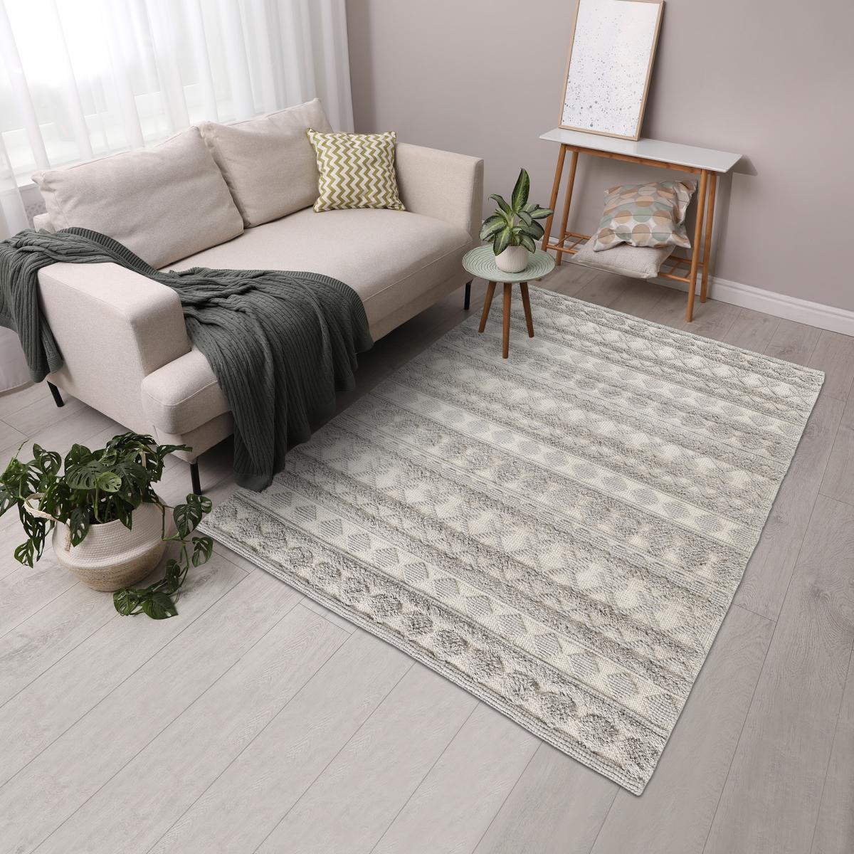 Tapis salon et chambre tissé en laine motif scandinave TINCA — vue 3