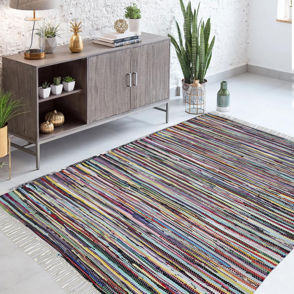 Tapis kilim tissé en coton motif ethnique TIMULTI — vue 3
