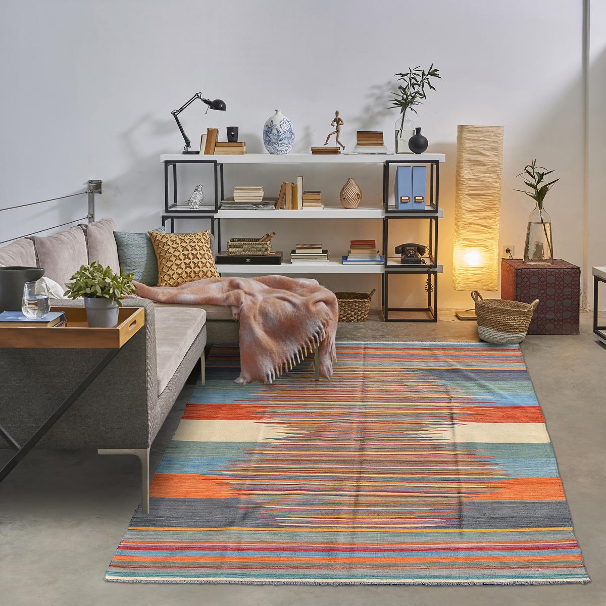 Tapis kilim fait main en laine motif oriental — vue 3