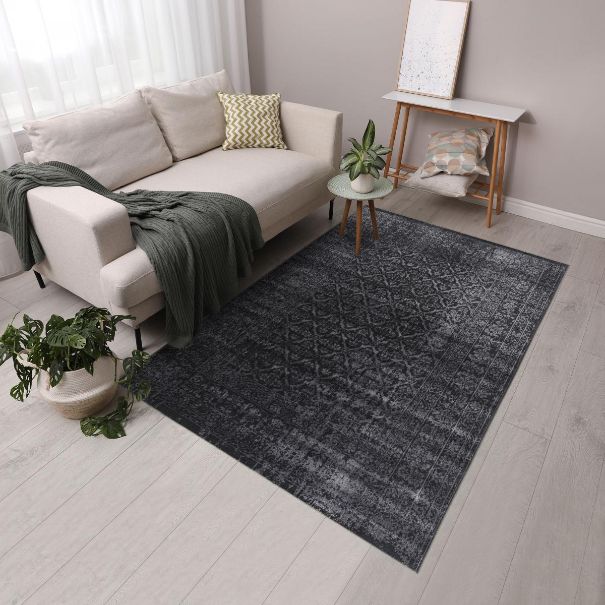 Tapis salon et chambre tissé motif faux uni NITOU 3 — vue 3