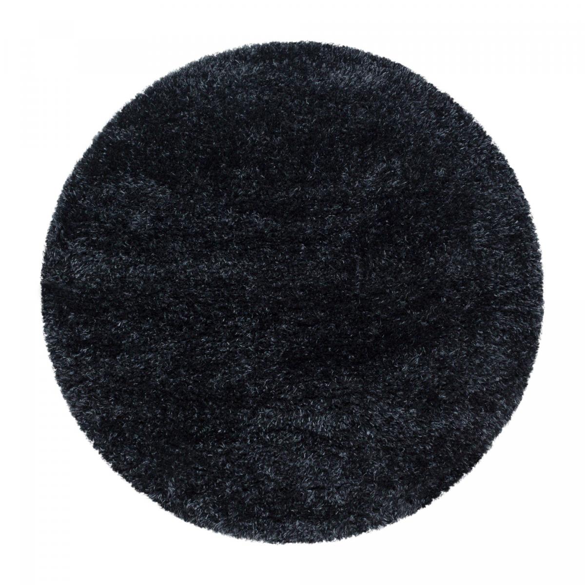 Tapis rond poils longs shaggy tissé motif uni UNI A