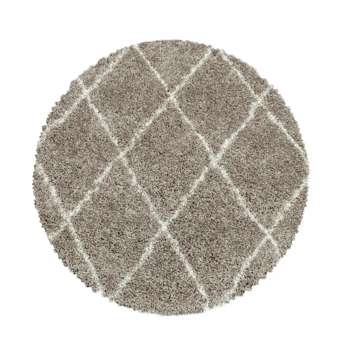 Tapis rond berbère tissé motif losange SHAGGY A